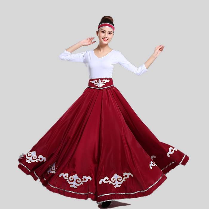 Yi dance performance clothing female nation skirt practice skirt practice skirt minority large nation dress skirt chorus suits