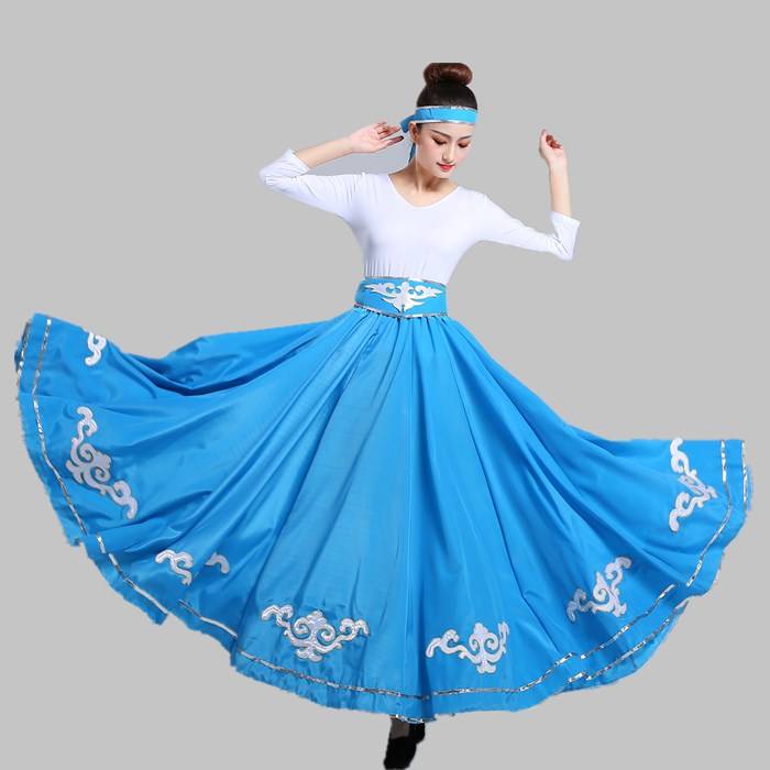 Yi dance performance clothing female nation skirt practice skirt practice skirt minority large nation dress skirt chorus suits