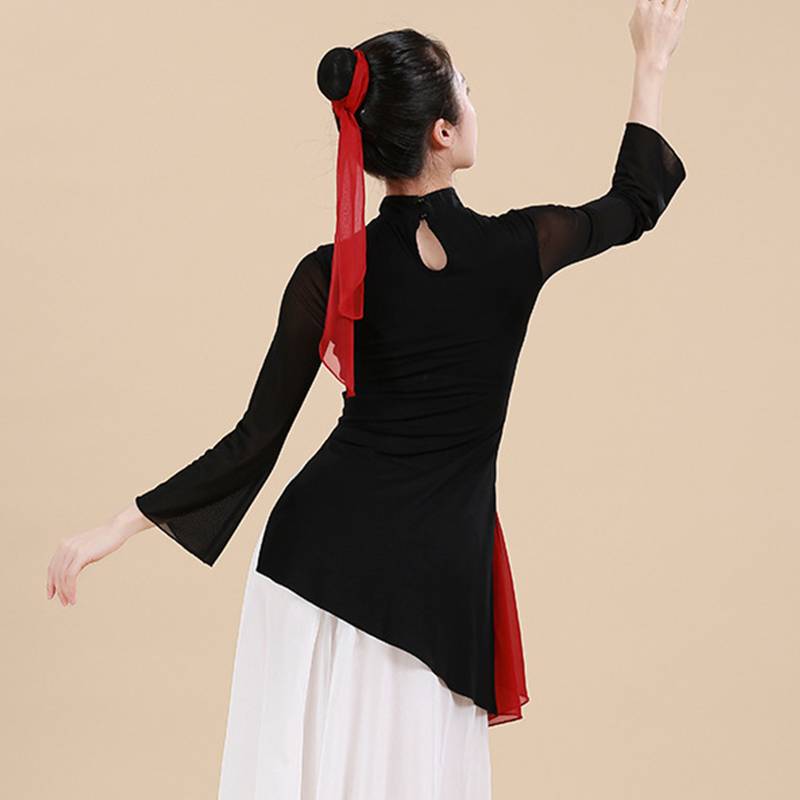 New classical dance cheongsam dance clothing female gauze Chinese dance national style watches performance exercise clothing elastic top