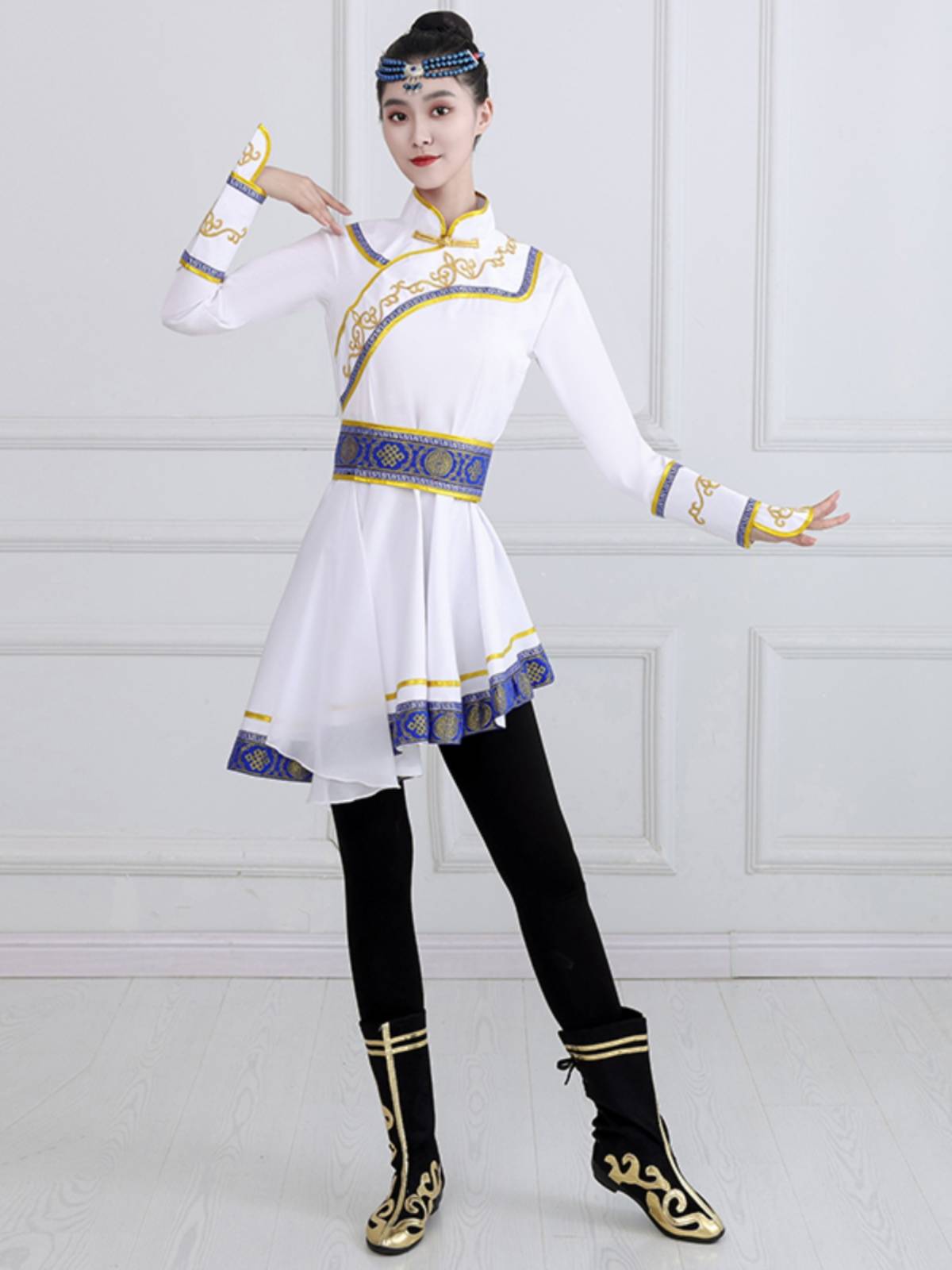 Mongol dance performance dress for ethnic minority women Monk dance test adult stage costume