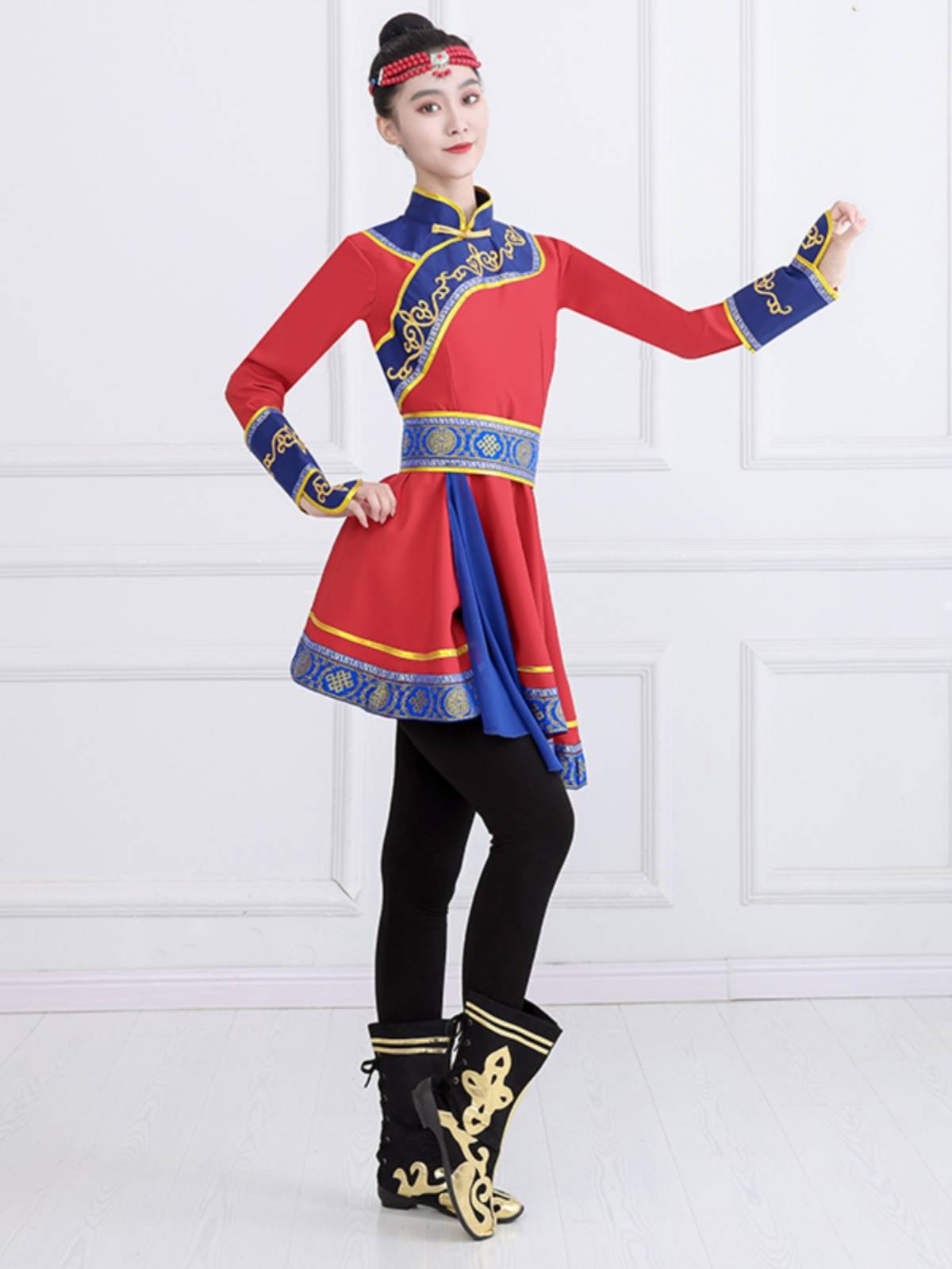 Mongol dance performance dress for ethnic minority women Monk dance test adult stage costume