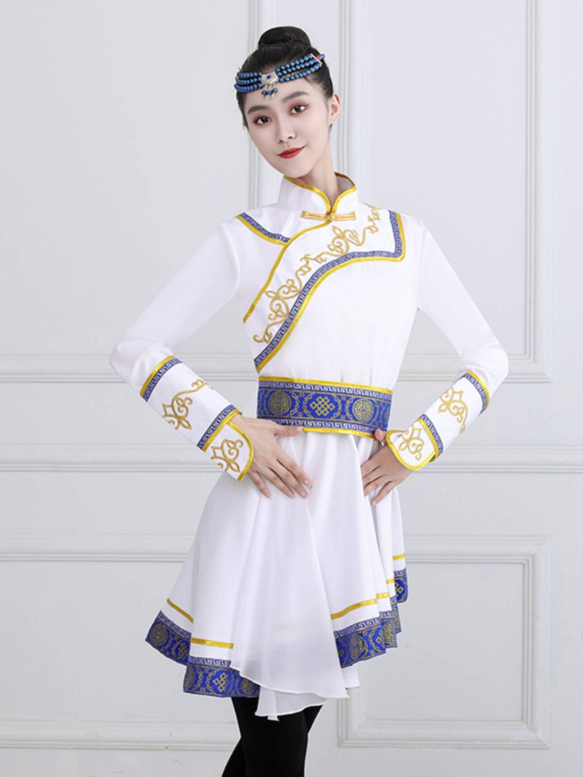 Mongol dance performance dress for ethnic minority women Monk dance test adult stage costume