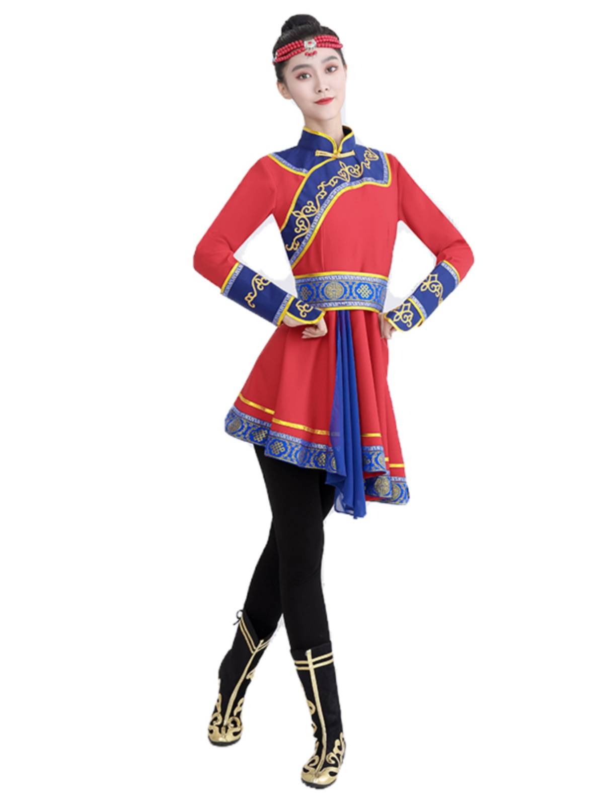 Mongol dance performance dress for ethnic minority women Monk dance test adult stage costume