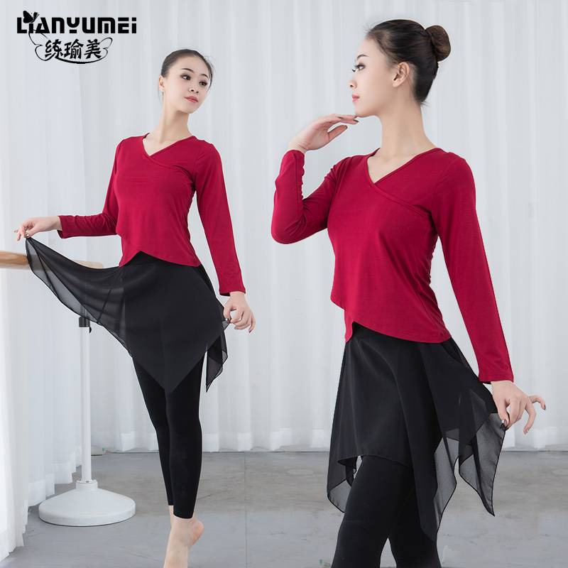 Dance service female top spring and summer long -sleeved Modal modern dance nation classical dance body rhyme dance practice service