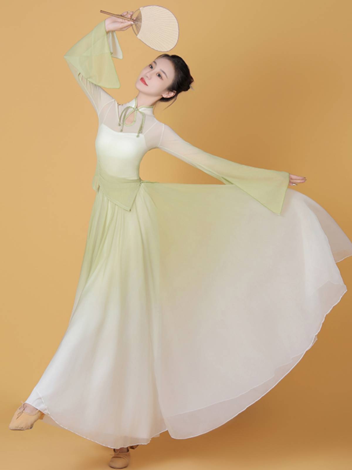 Classical dance clothing Chinese dance exercises, elegant body rhyme, gap, fairy cheongsam cheongsam collar skirt performance clothing