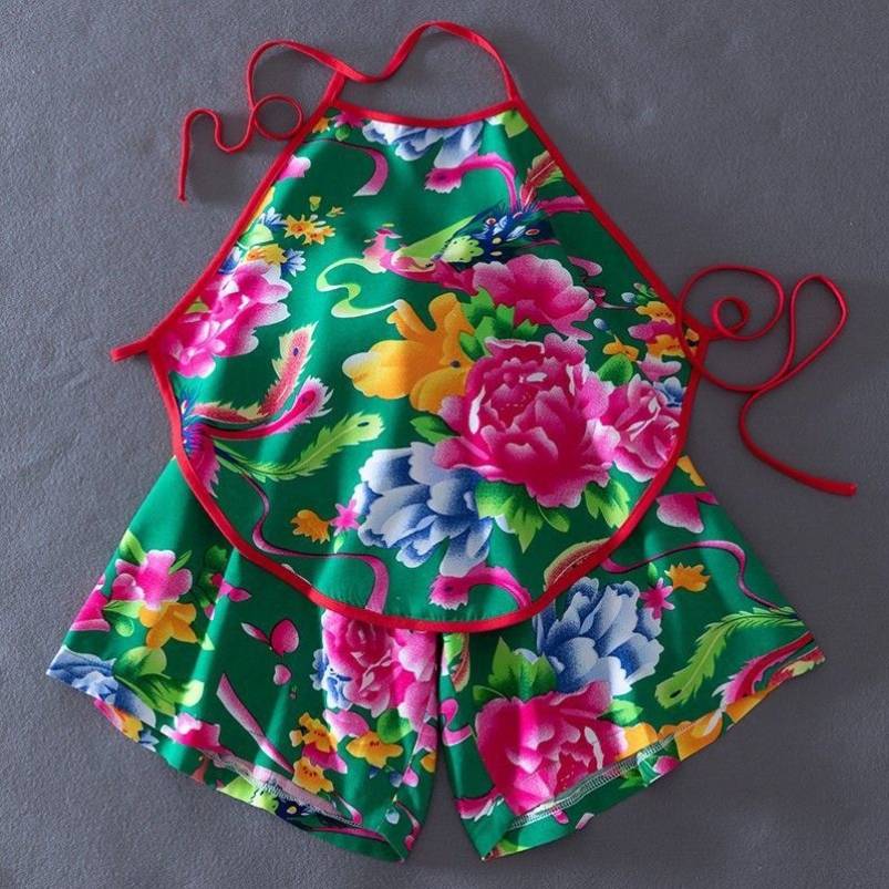 Flower Clothing Female Village Northeast Dahuobu Badding Set Ethnic Style Dance Series Big Flower Shorts Performing Flower Pants