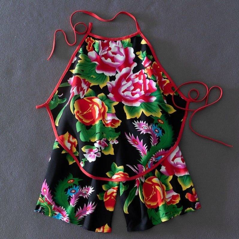 Flower Clothing Female Village Northeast Dahuobu Badding Set Ethnic Style Dance Series Big Flower Shorts Performing Flower Pants