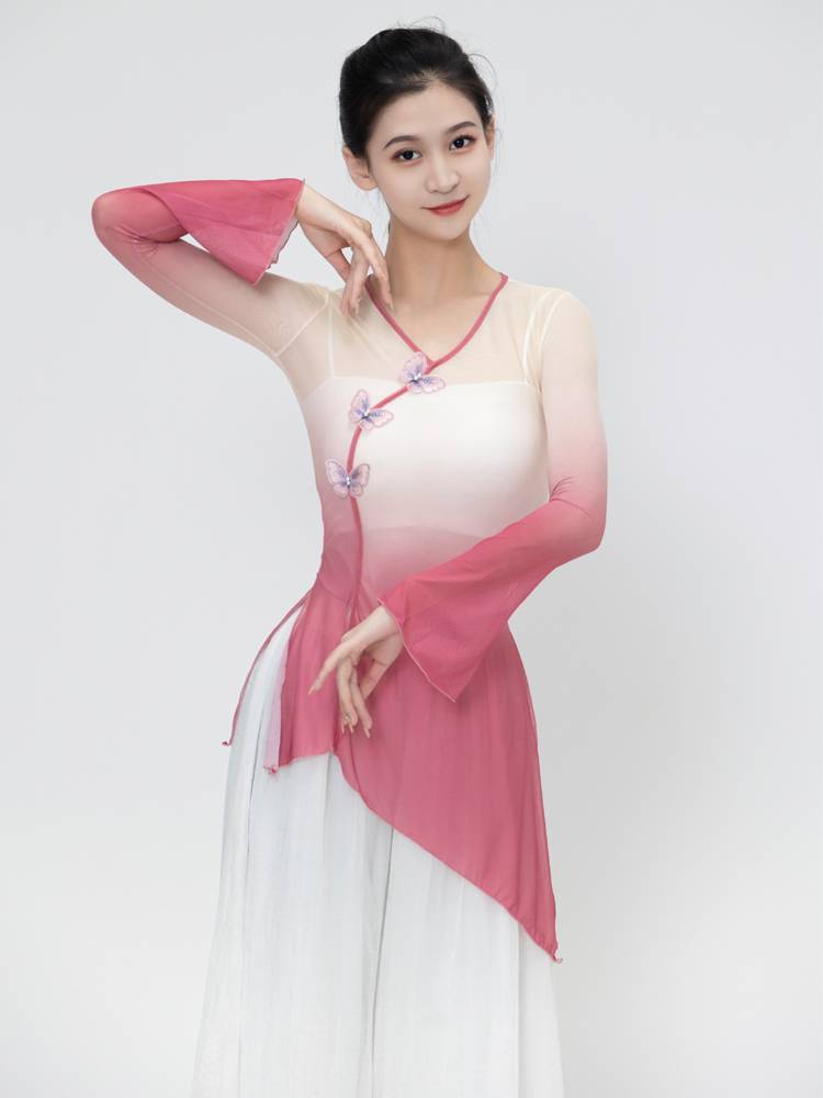 Classical dance clothing female elegant body rhyme gauze women's top exercise exercise art test base training national Chinese dance performance service