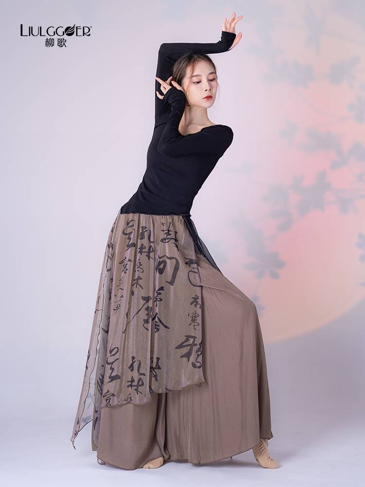 Liu Ge Classical Dance Dance Dance Fun Leading Dance Dance Dance Series Loose Chiffon Chiffon Wide -Leg Pants Chinese Dance Fair