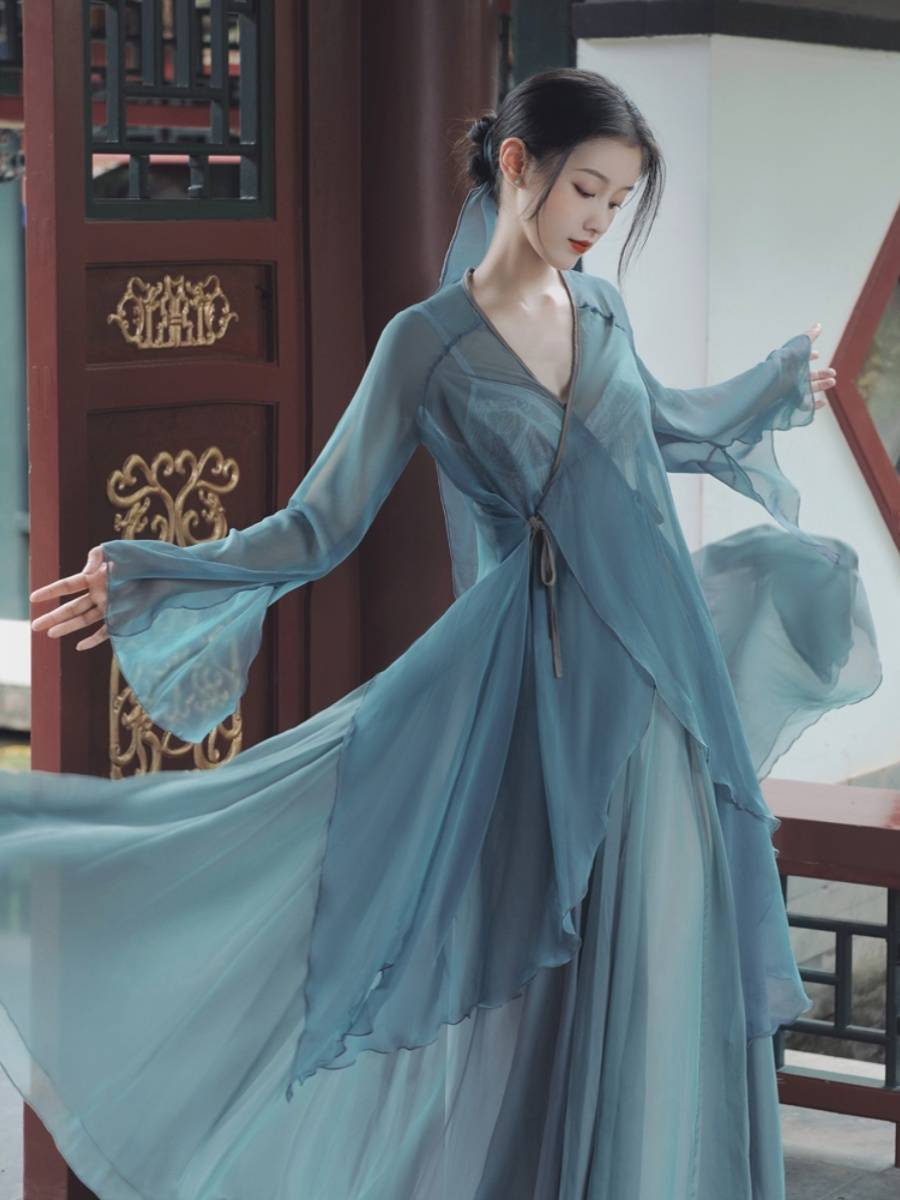 Modern classical green snake biography super immortal gauze jacket big skirt cover covered national wind dance special performance two -piece set