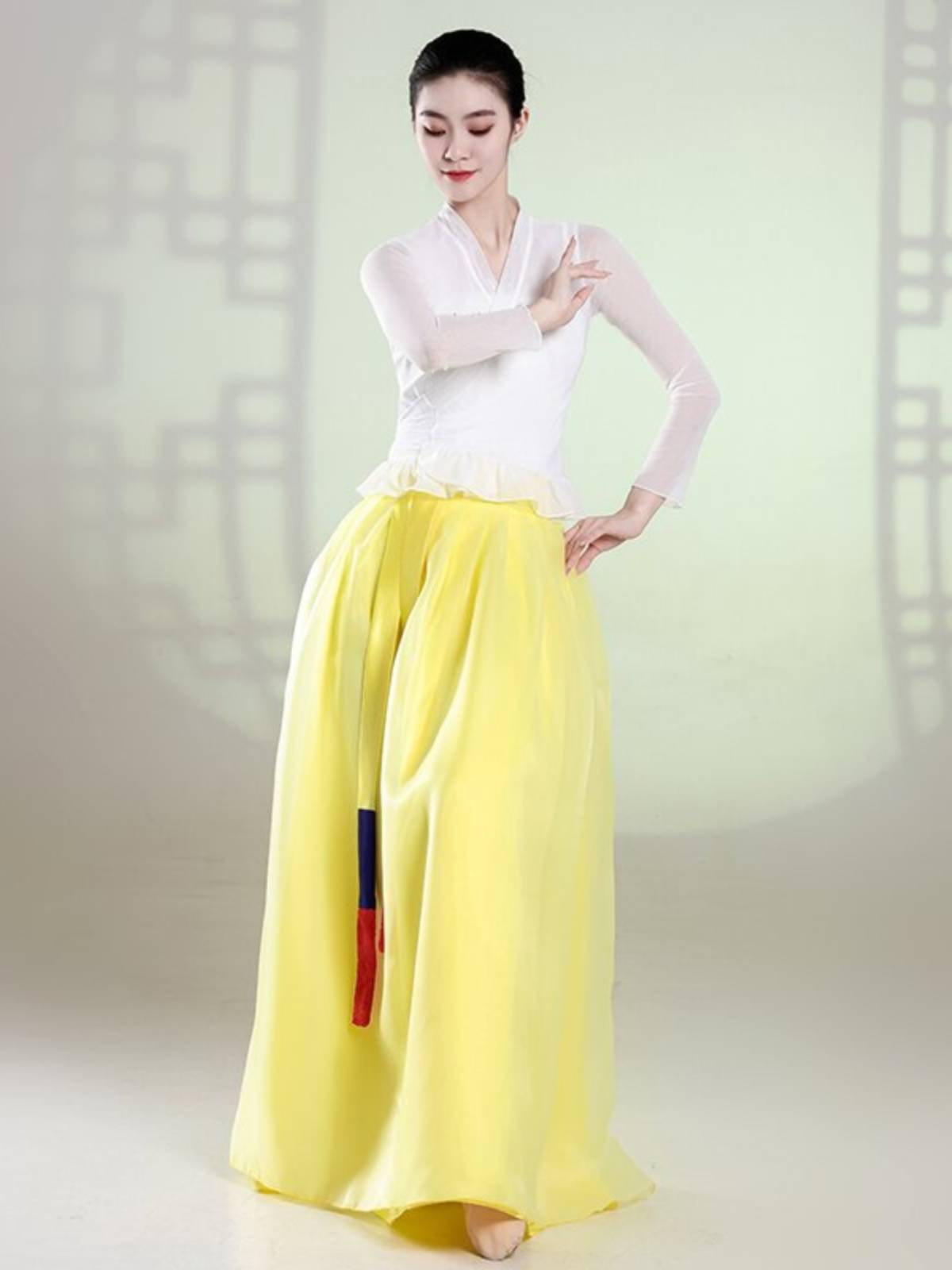 New Korean clothing family clothing big skirt practice testing national dance photography Yanji body rhyme yae actress performance