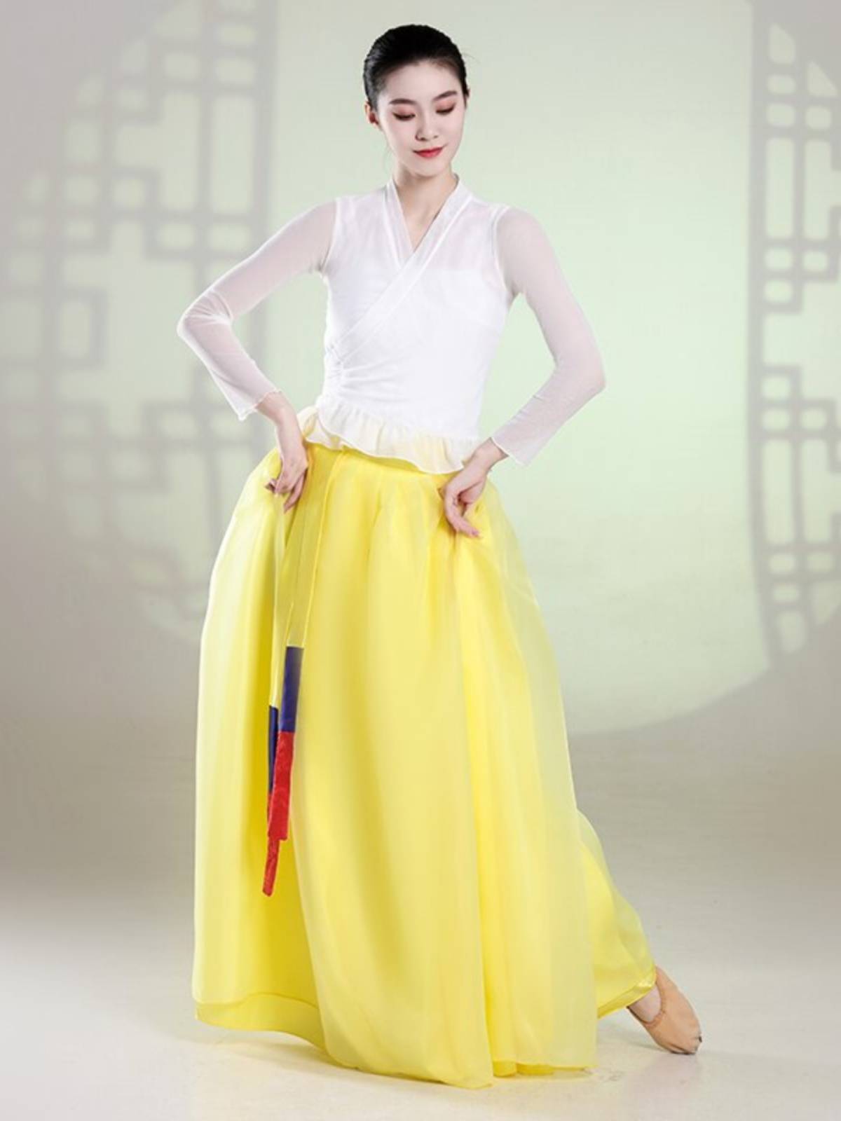 New Korean clothing family clothing big skirt practice testing national dance photography Yanji body rhyme yae actress performance