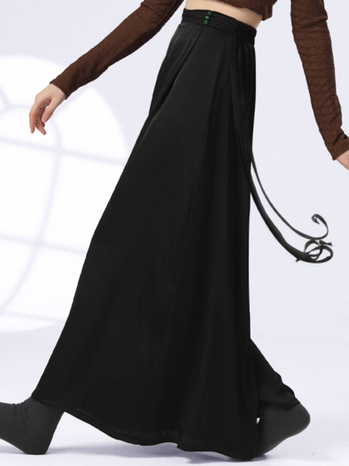 Modern dance exercise, female straight waist, waist, wide leg pants, elegant Chinese dance national classical dance art test dance clothing