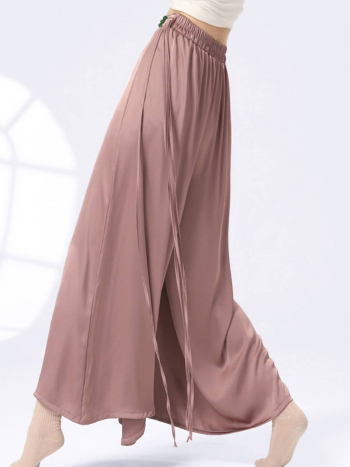 Modern dance exercise, female straight waist, waist, wide leg pants, elegant Chinese dance national classical dance art test dance clothing