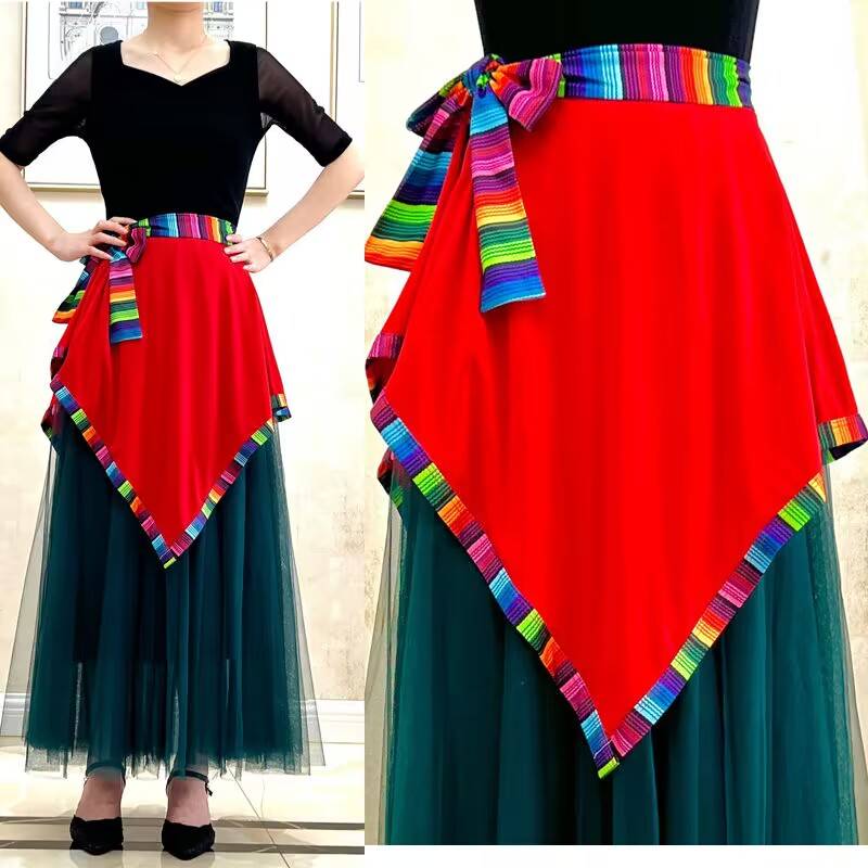 Wild dancing square dance Tibetan apron versatile performance clothing and dance ethnic style skirt one piece of waistband