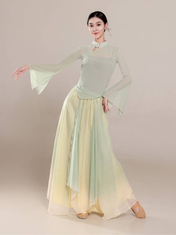 Classical dance dance clothing elastic net gauze yarn gauze female elegant training skills Chinese dance nation performance service