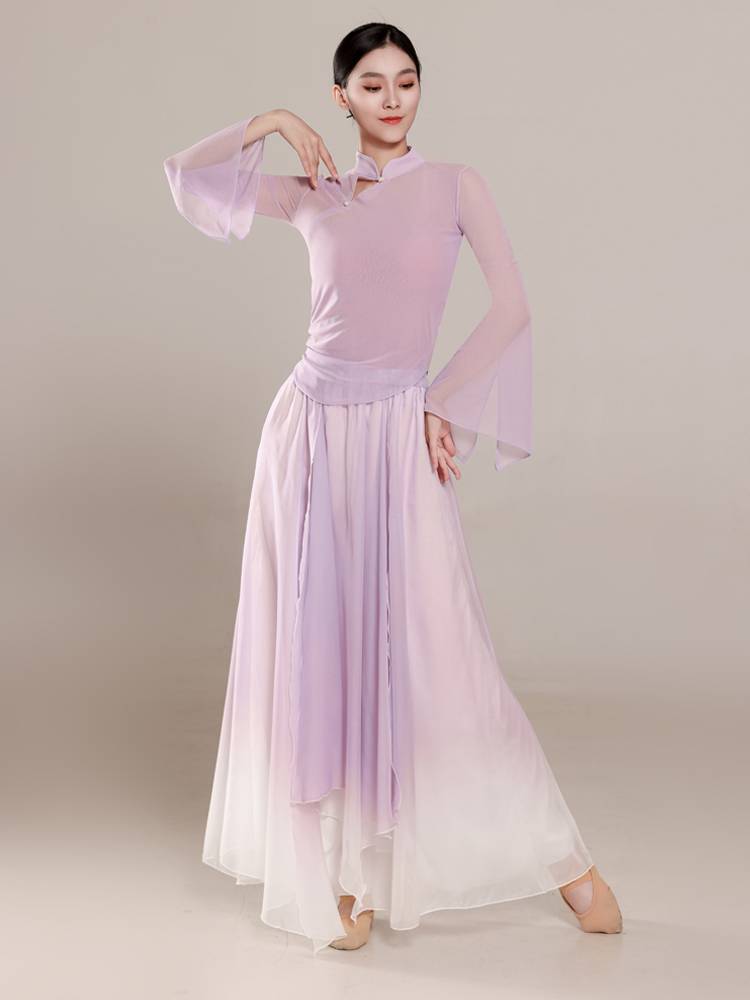 Classical dance dance clothing elastic net gauze yarn gauze female elegant training skills Chinese dance nation performance service