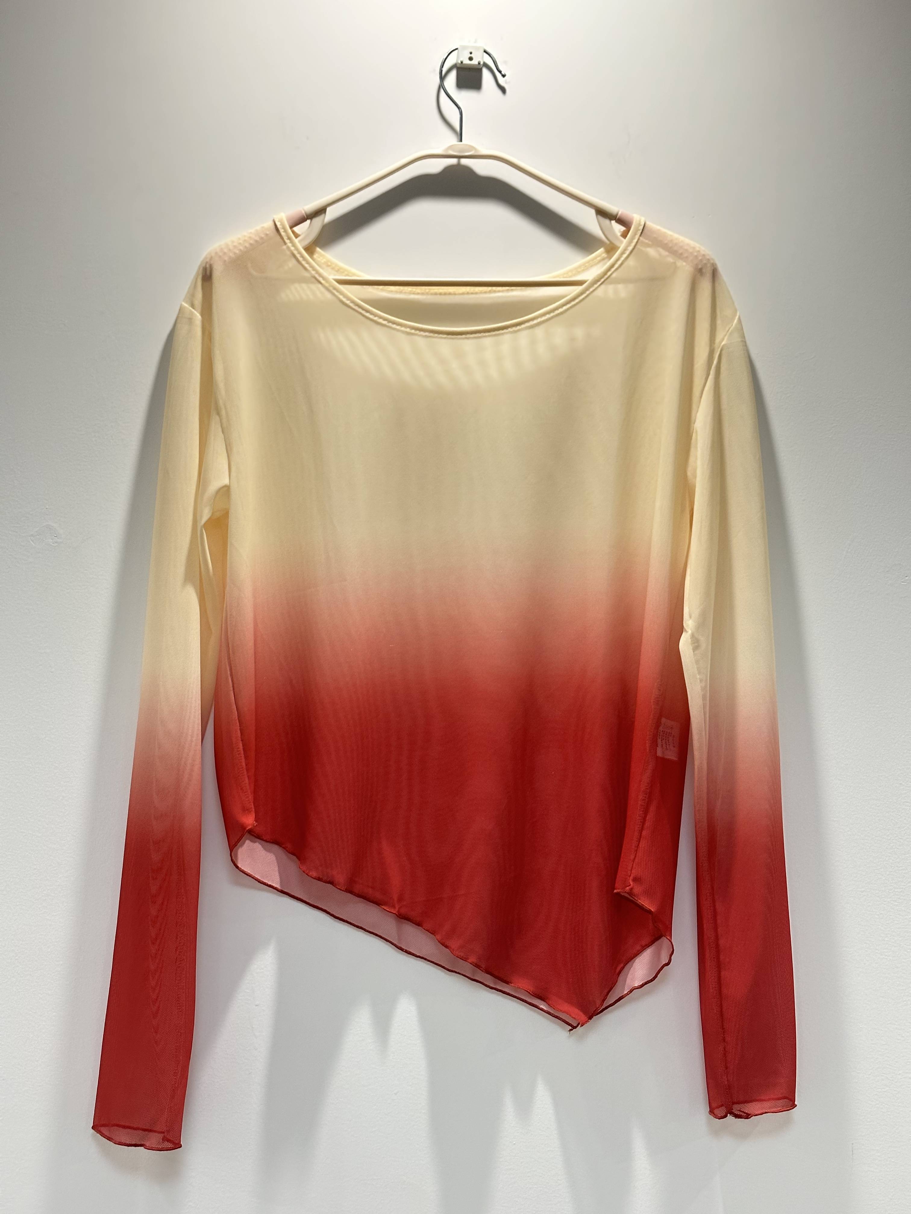 Classical dance clothing female gradient diagonal corner gauze Chinese dance elegant body rhyme modern dance performance clothing top