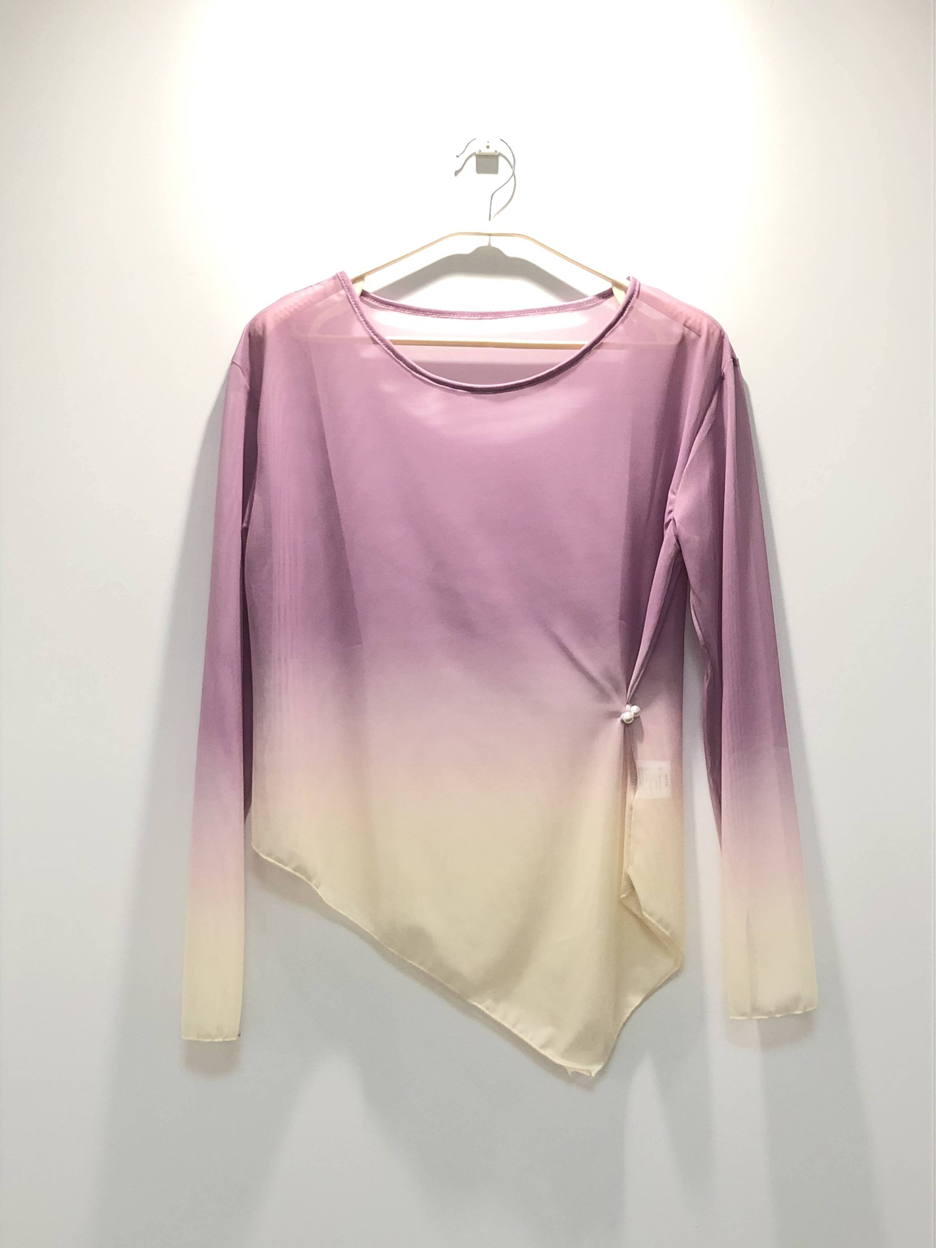 Classical dance clothing female gradient diagonal corner gauze Chinese dance elegant body rhyme modern dance performance clothing top