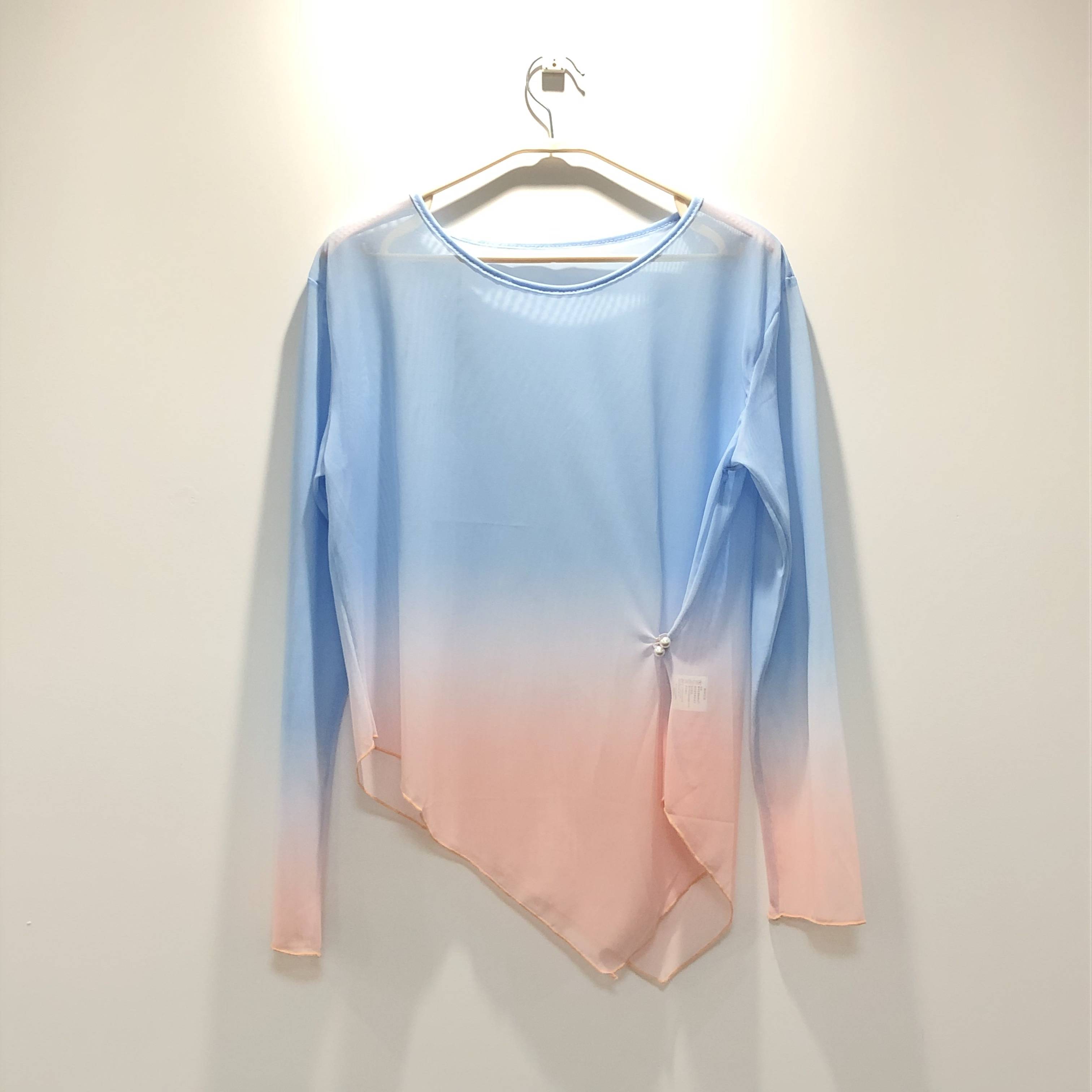 Classical dance clothing female gradient diagonal corner gauze Chinese dance elegant body rhyme modern dance performance clothing top
