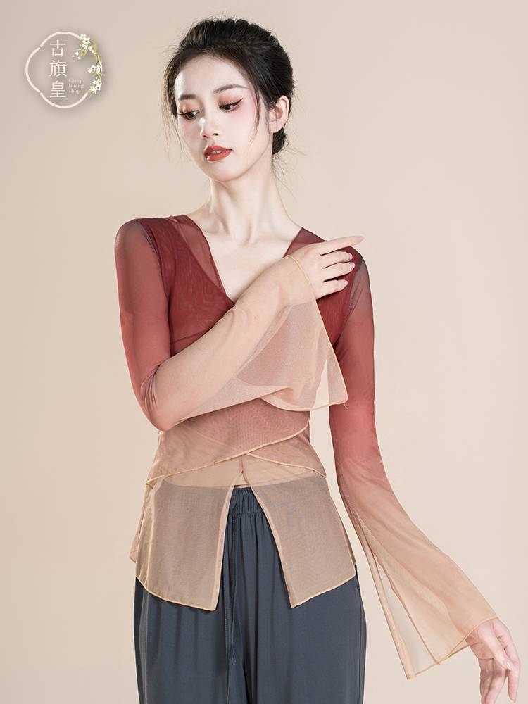 Ancient Banner Classical Dance Graduation Rhymes Yaisha Jiao Practice Female Chinese Dance National Dance Modern Dance Clothing Top