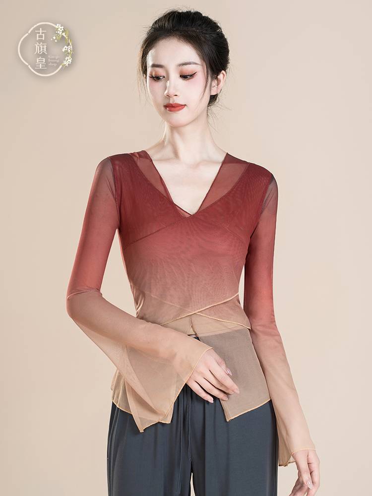 Ancient Banner Classical Dance Graduation Rhymes Yaisha Jiao Practice Female Chinese Dance National Dance Modern Dance Clothing Top