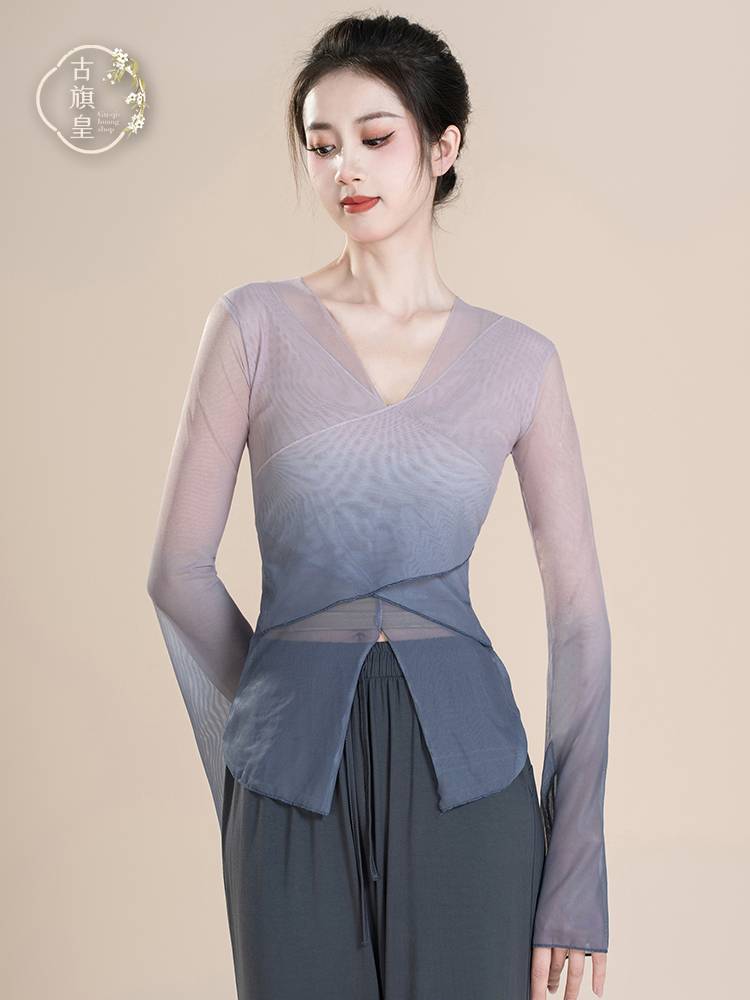 Ancient Banner Classical Dance Graduation Rhymes Yaisha Jiao Practice Female Chinese Dance National Dance Modern Dance Clothing Top