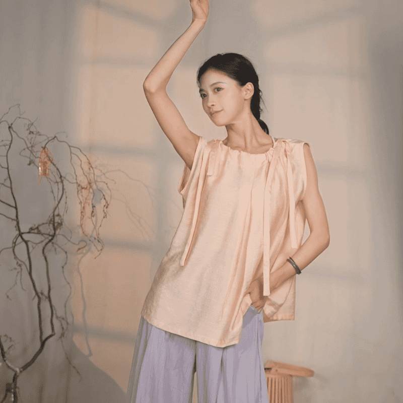 Modern dance loose sleeveless elegant and thin dance clothing top Chinese dance classical dance national dance base practice service