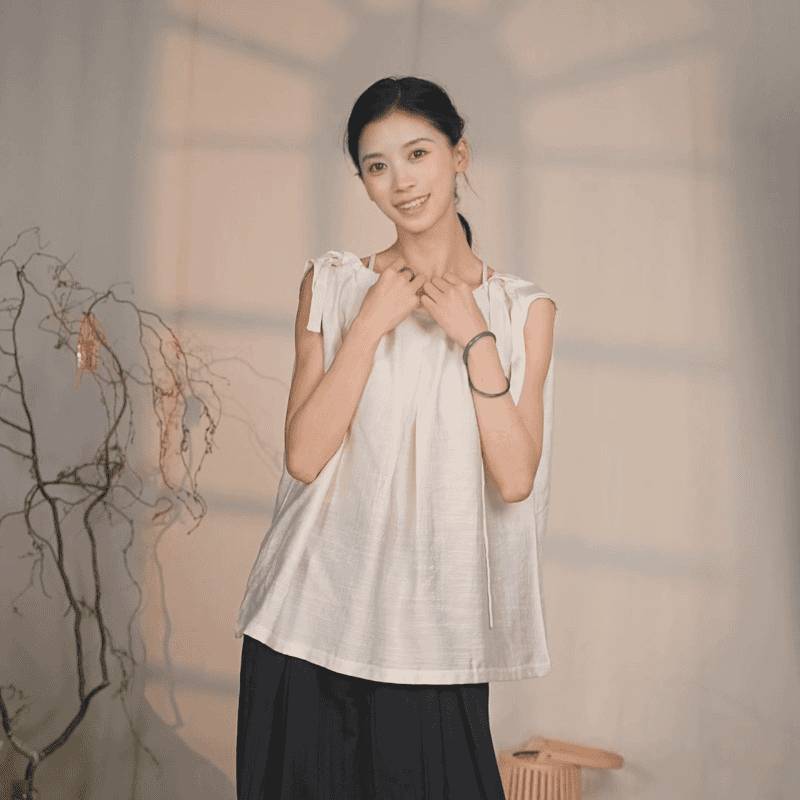Modern dance loose sleeveless elegant and thin dance clothing top Chinese dance classical dance national dance base practice service