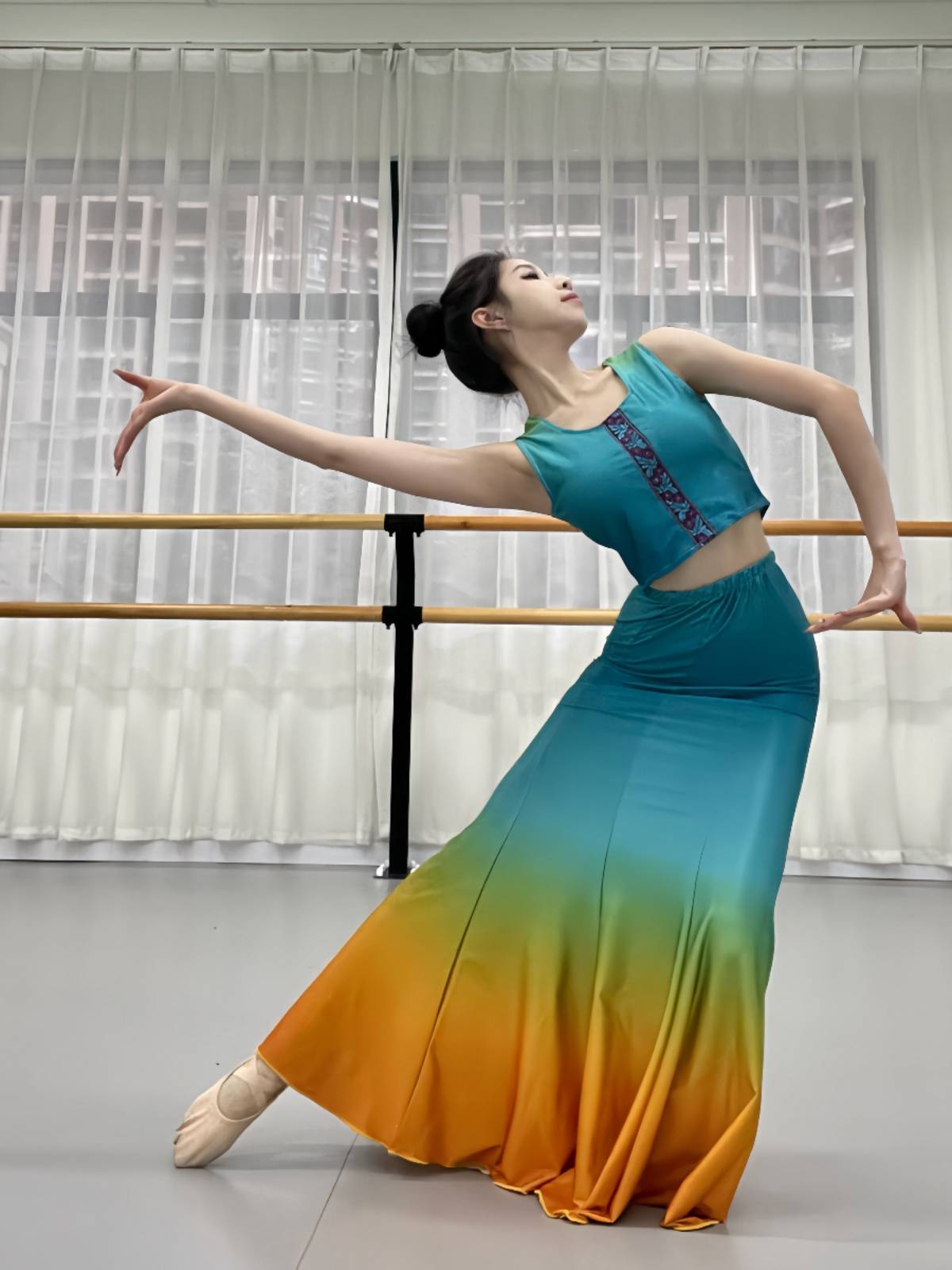 Dai dance performance art test clothing female performance service Dai peacock dance adult practice exercises practice fishtail half body skirt