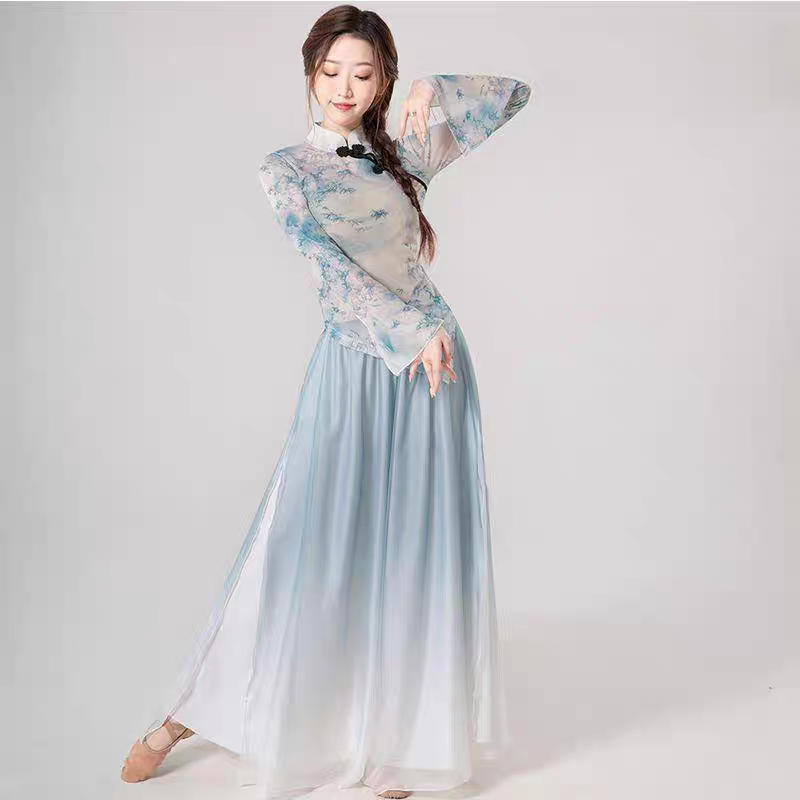 Classical dance body rhyme yae, autumn and winter long sleeve training, national dance watch show, training art test dance suit