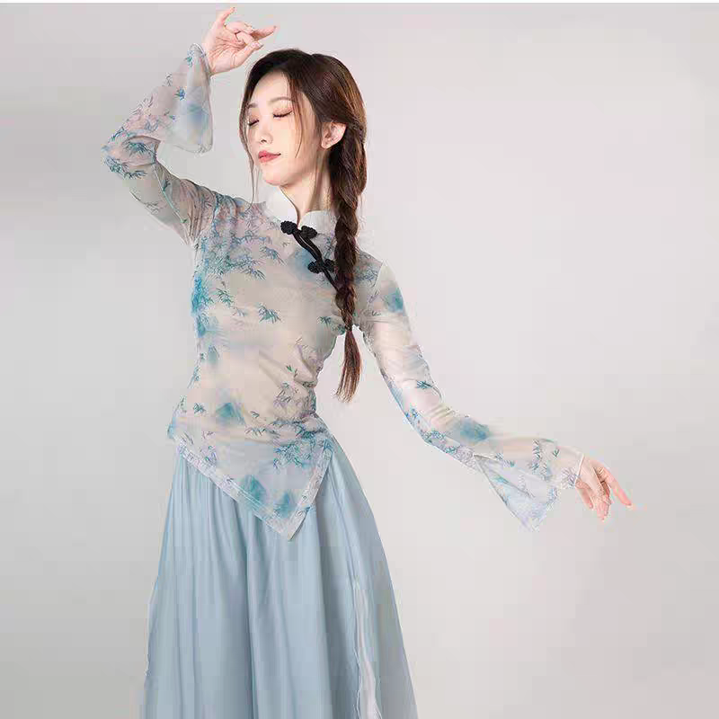 Classical dance body rhyme yae, autumn and winter long sleeve training, national dance watch show, training art test dance suit