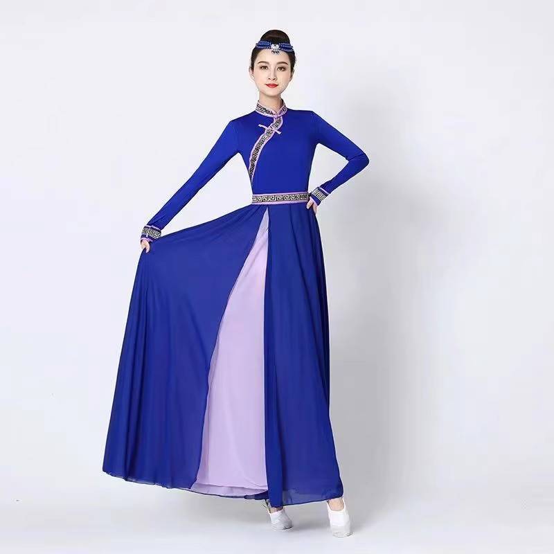 New Mongolian dance women performed in the Inner Mongolia grassland minority clothing modern art test big skirt
