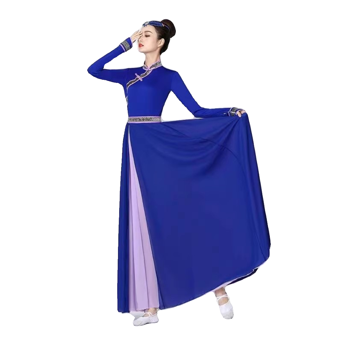 New Mongolian dance women performed in the Inner Mongolia grassland minority clothing modern art test big skirt