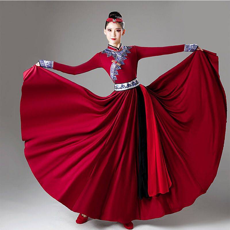 Rental Mongolian dance performance clothing half -bodies big skirt minority Mongolian dance clothing