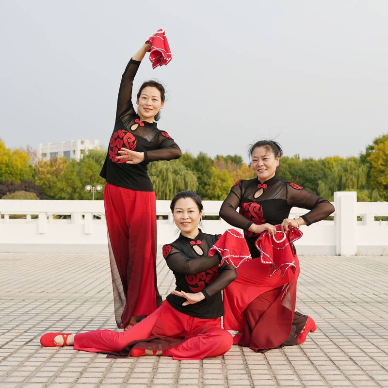 Yunshang Plaza Dance clothing new modern dance chiffon skirt children's national style classical dance performance set