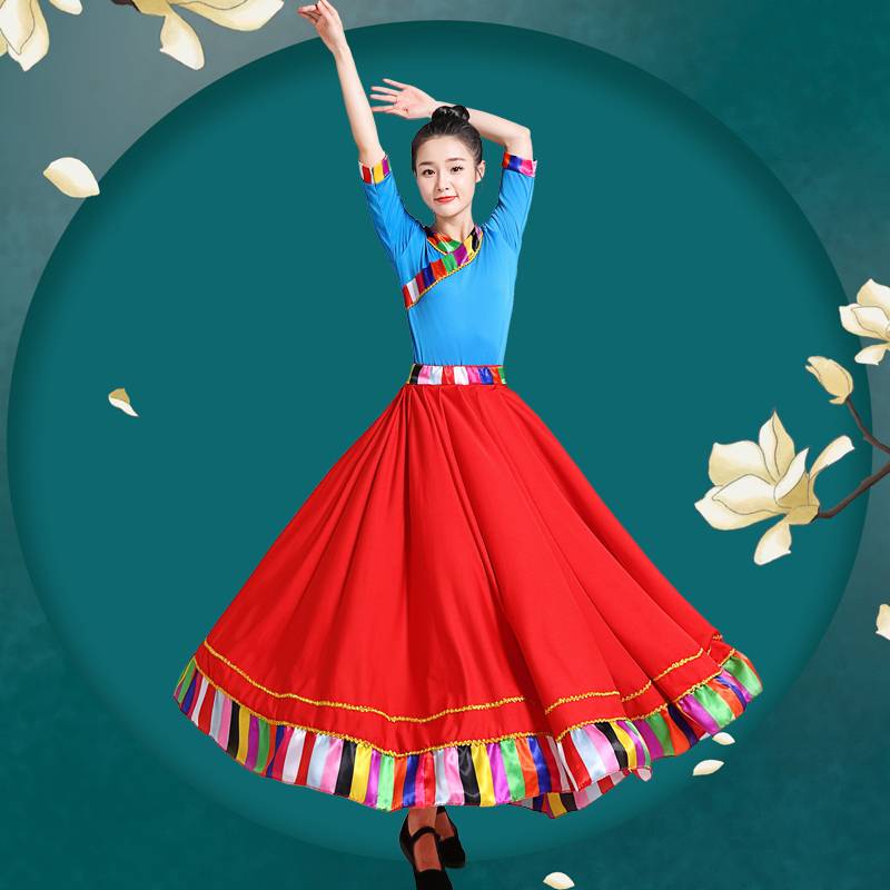 A Tibetan square dance, a Tibetan dance dress, a Tibetan dress, a Tibetan dress, and a dance dress