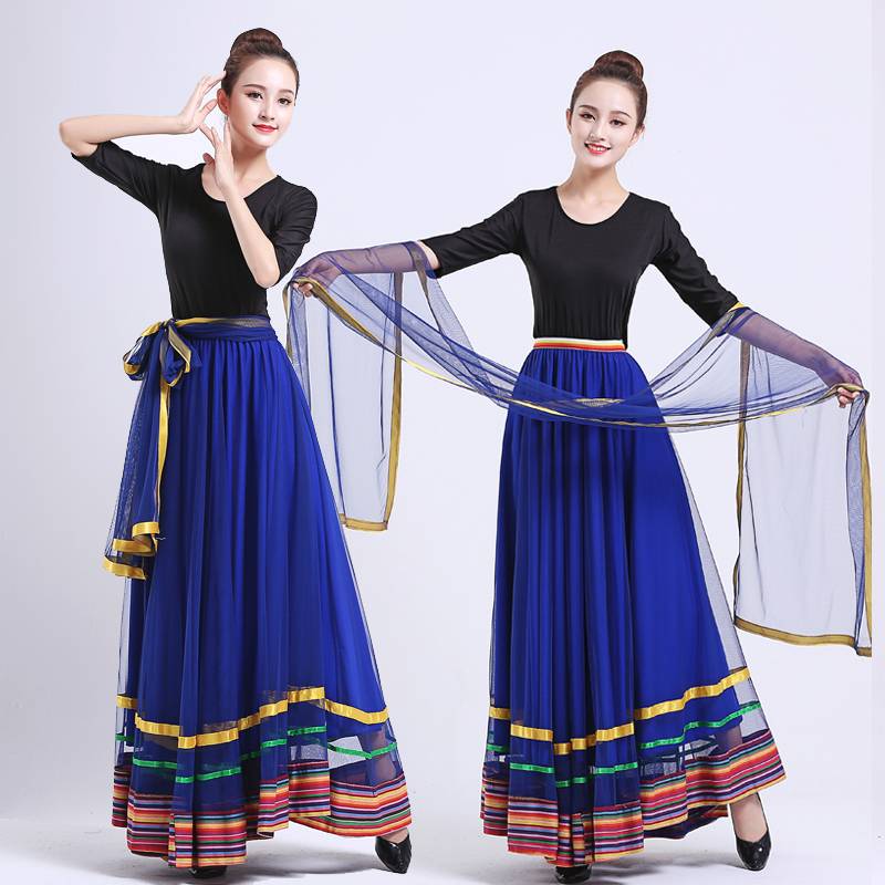 Spring and Autumn New Ethnic Style Plaza Dance Dance Dance Dance Large Skirt Female Xia Xinjiang Dance Dance Dance Dance Skirts Nets Skirt