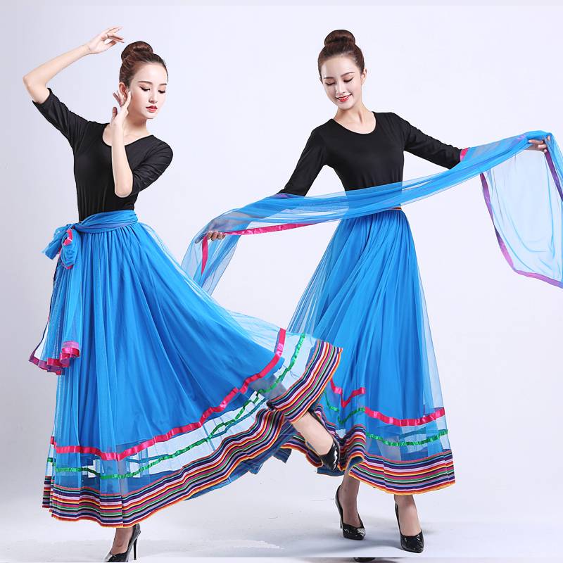 Spring and Autumn New Ethnic Style Plaza Dance Dance Dance Dance Large Skirt Female Xia Xinjiang Dance Dance Dance Dance Skirts Nets Skirt