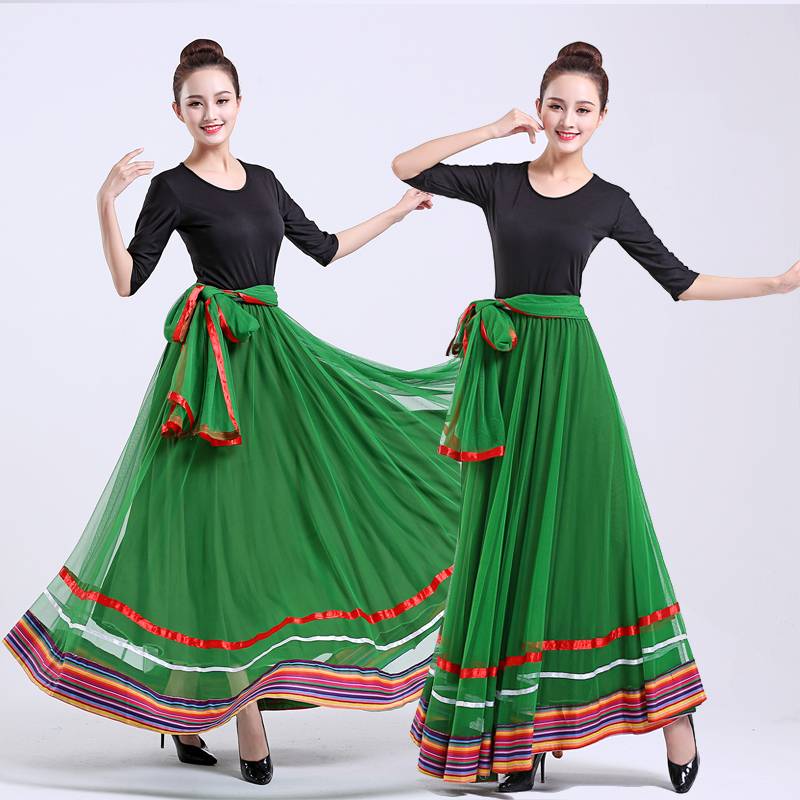 Spring and Autumn New Ethnic Style Plaza Dance Dance Dance Dance Large Skirt Female Xia Xinjiang Dance Dance Dance Dance Skirts Nets Skirt