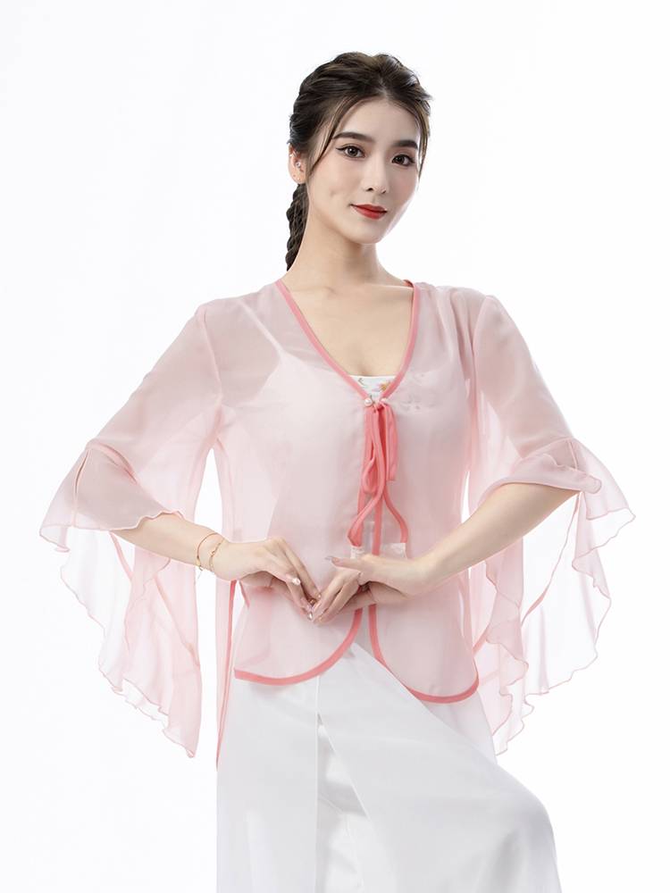 Classical Dance Female Women's Rhymes Leading Fairy Top Green Chiffon Swear Chinese National Dance Performance Service