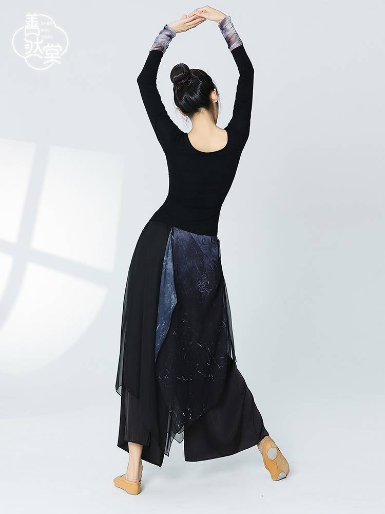 Shanran Church Spring and Summer Modern Dance Long Sleeve Printing Top Dance Dance Series Chinese National Performance Performance Service