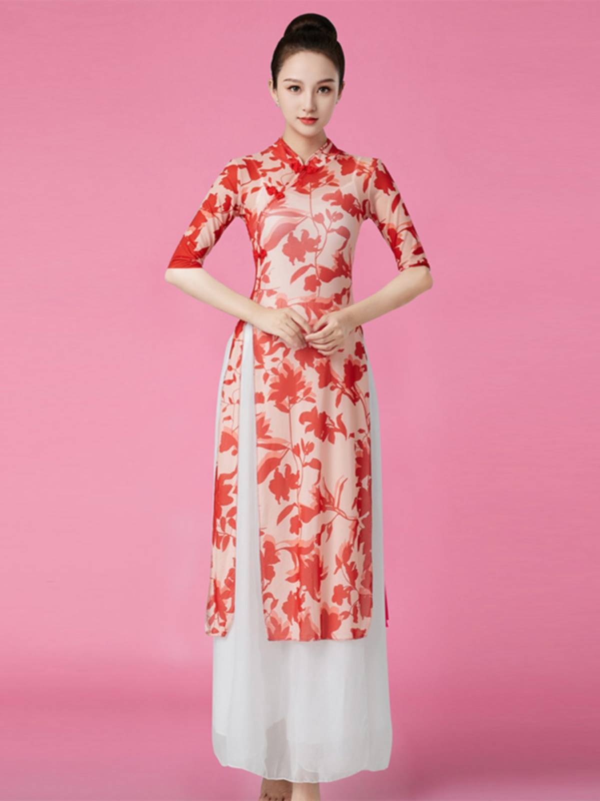 Classical Dance Chinese Ethnic Wind Elastic Platform Plaza Dance Gas Qi Qigang Monading Cheongsam Table Performance Female Women