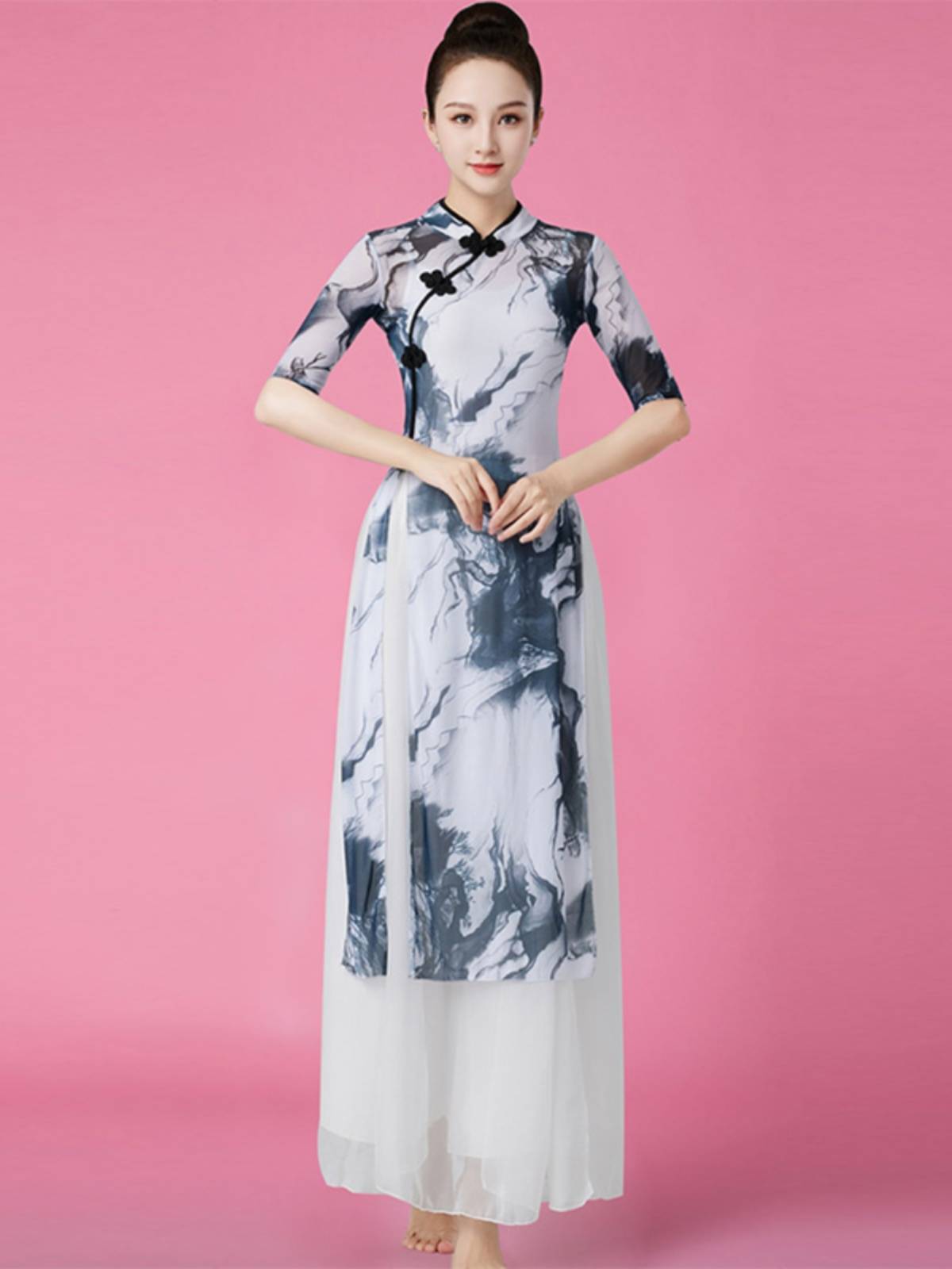 Classical Dance Chinese Ethnic Wind Elastic Platform Plaza Dance Gas Qi Qigang Monading Cheongsam Table Performance Female Women