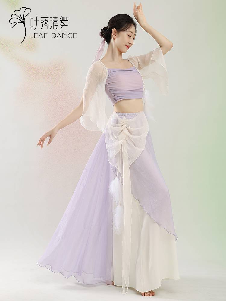 Ye Luo Qing dance classical dance feathers elegant yarn dance performance service Chinese dance Chinese dance color feather skirt performance clothes