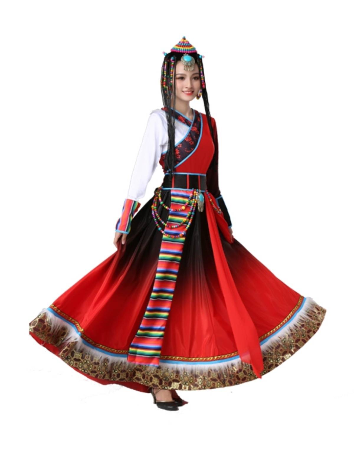 2024 New Tibetan Dance Performance Express Clothing Female Ethnic Union Clothing Adult Zhuoma Big Skirt Chinese Wind