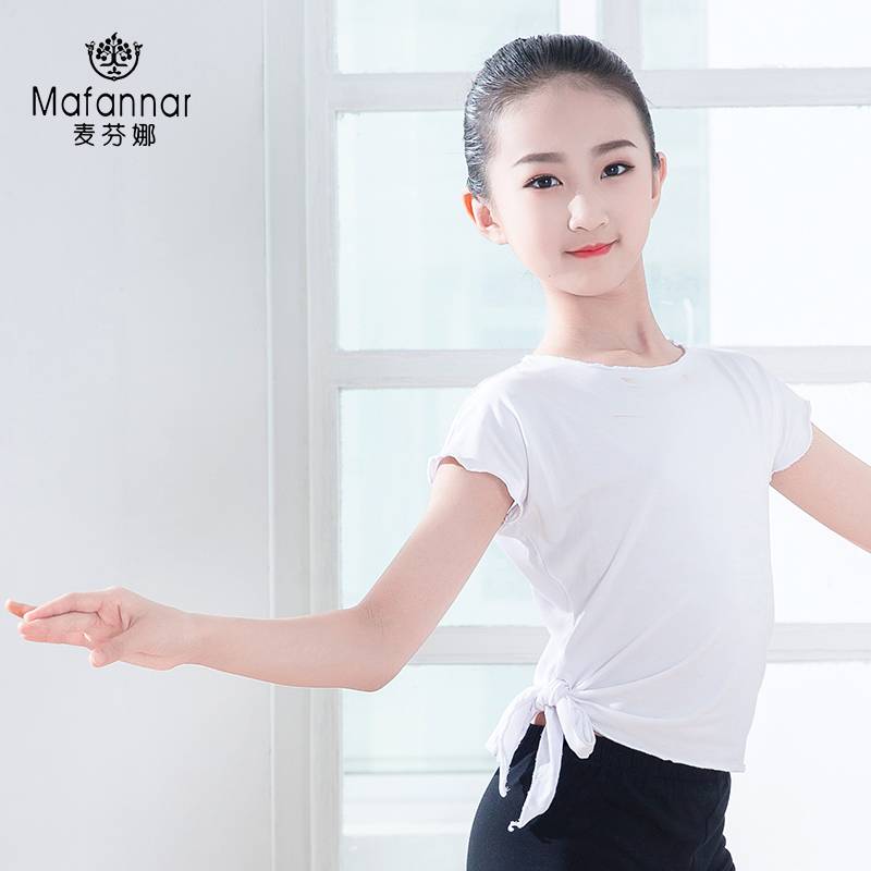 Children's and female dance practice service girl ballet Chinese dance national dance modern dance -shaped short -sleeved top