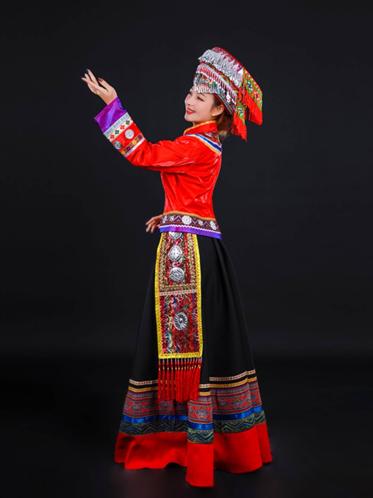 Qingya original 2019 Achang women's slim long -fitting minority dance performance meeting etiquette