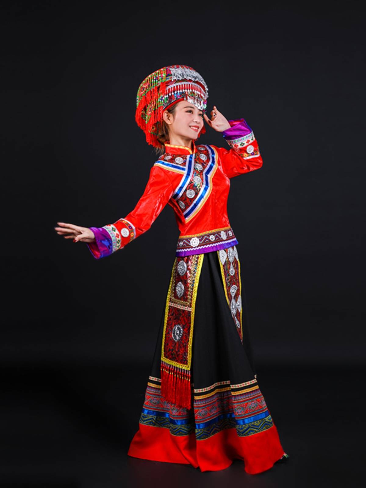 Qingya original 2019 Achang women's slim long -fitting minority dance performance meeting etiquette