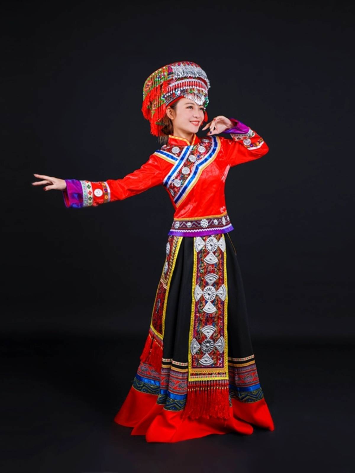Qingya original 2019 Achang women's slim long -fitting minority dance performance meeting etiquette